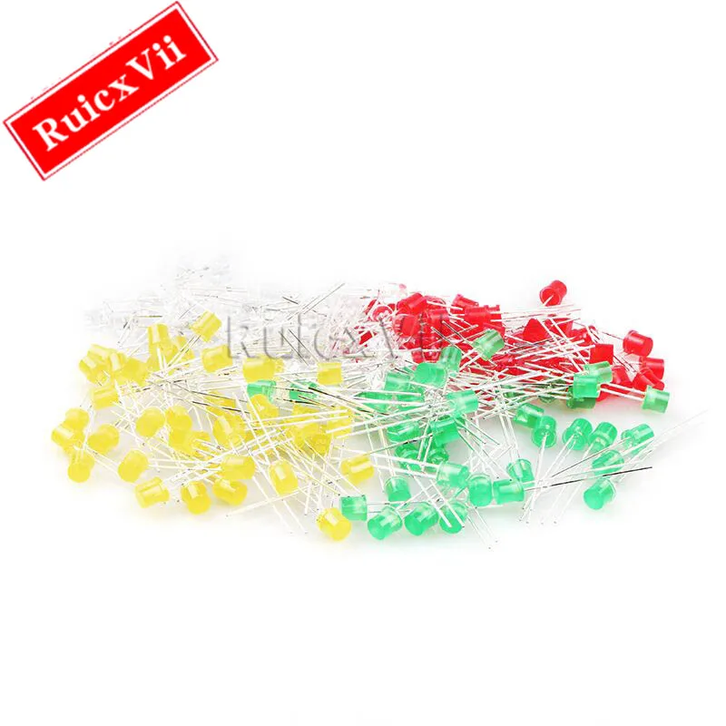 20pcs 5Mm Flat-Head Led Red Blue Yellow Green Short Foot Plain Green F5 Led Display Tube High Quality Long Life