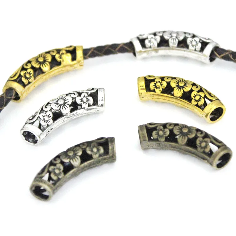 20pcs 7x25mm Tibetan Silver Metal Beads Accessories Loose Spacer Beads Tube Charms Bead for DIY Bracelet Jewelry Making Supplies