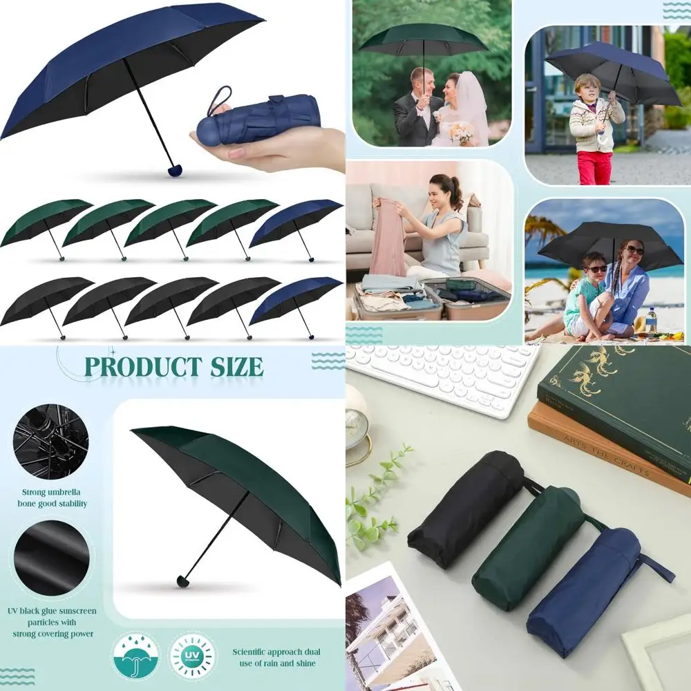 

Compact Folding Umbrellas - 12 Pack Lightweight Travel Mini Windproof UV Protection Collapsible Pocket Umbrellas for Women Men K