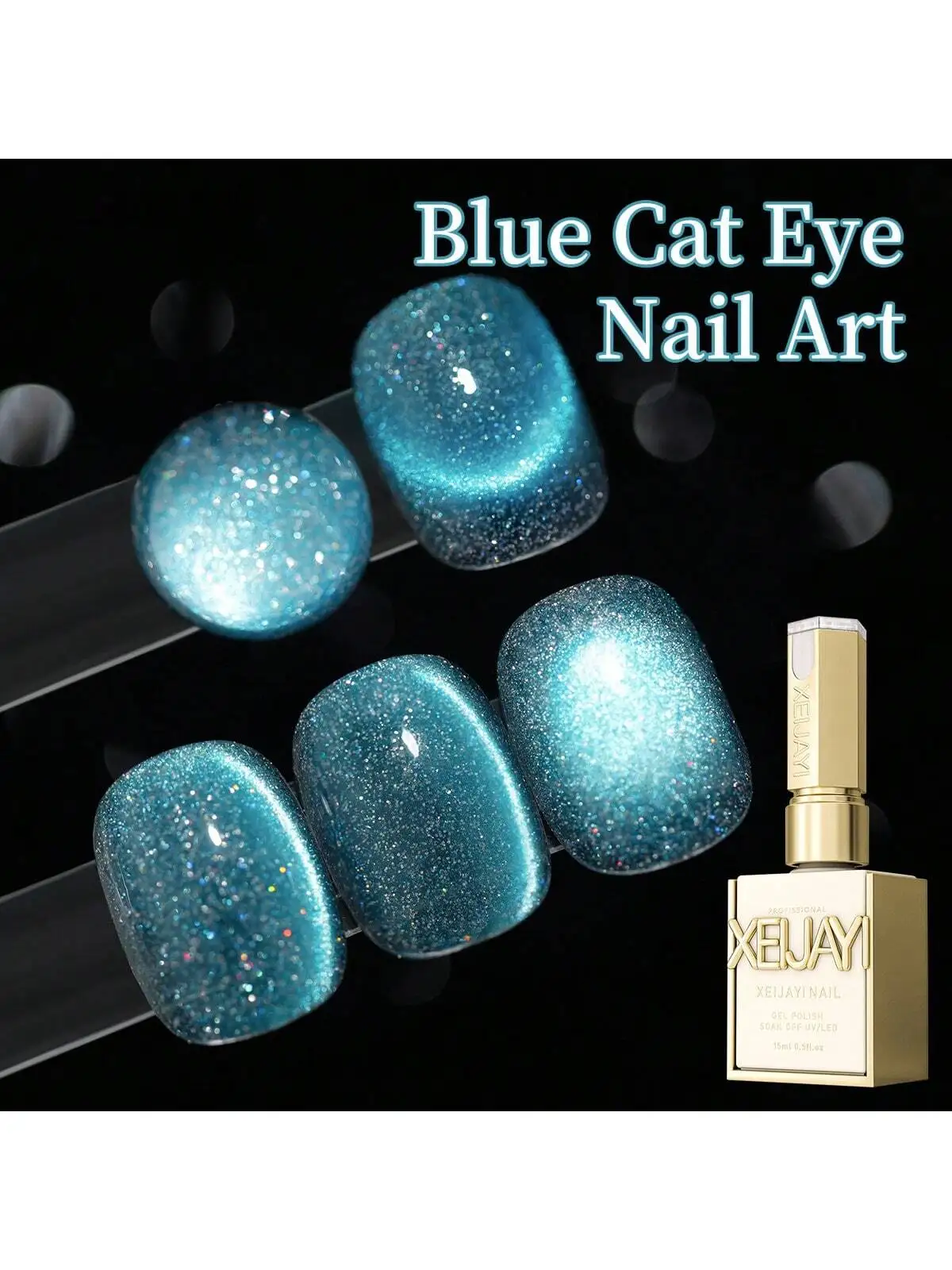 ยาทาเล็บเจลลายตาแมว XEIJAYI 1 ชิ้น ยาทาเล็บกลิตเตอร์เลื่อม ยาทาเล็บแบบถอดออกได้ด้วยแสงยูวี เหมาะสำหรับตกแต่งเล็บ