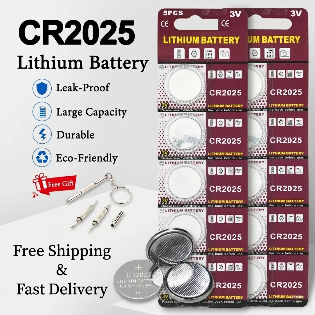 

3V CR2025 Button Cell Battery 5-100PCS Pack DL2025 BR2025 ECR2025 Long-Lasting Lithium Coin Batteries for Electronic Scales