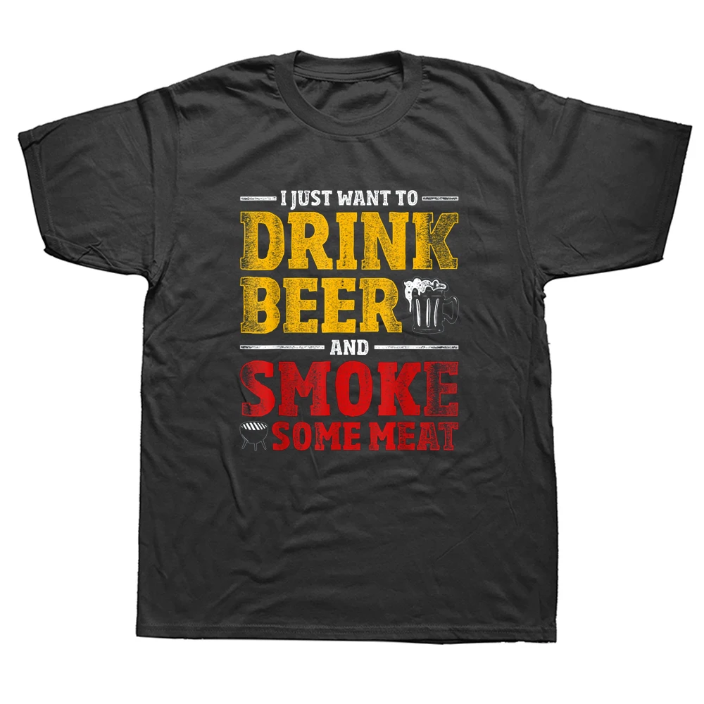 

Funny BBQ Chef Beer Smoked Meat Lover Gift Grilling T Shirts Graphic Cotton Streetwear Short Sleeve Birthday Summer T-shirt