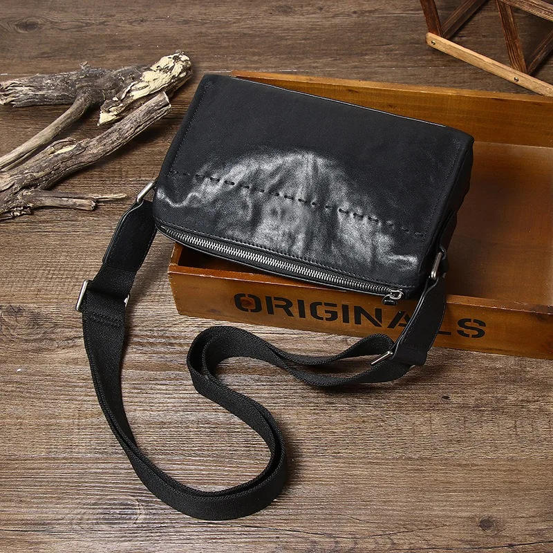 Wmnuo 2023 Shoulder Bag Men Soft Thread Genuine Cowhide Crossbody Messenger Bags For Man Large Capacity Ipad Pillow Male