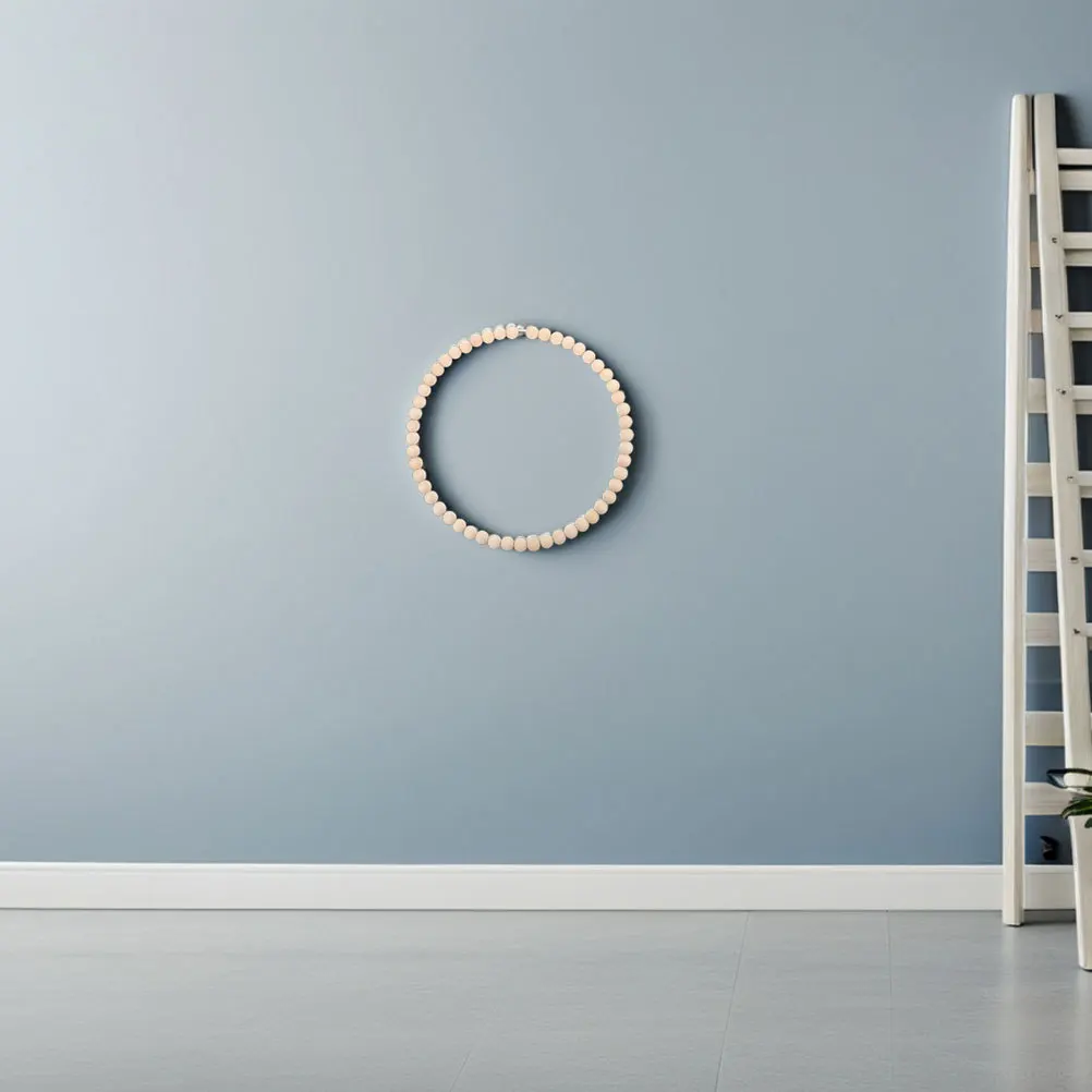 

Natural Wood Bead Circle Wreath Boho Wood Bead Ring Rustic Floral Arrangement Farmhouse Decor Beaded Wreath Craft