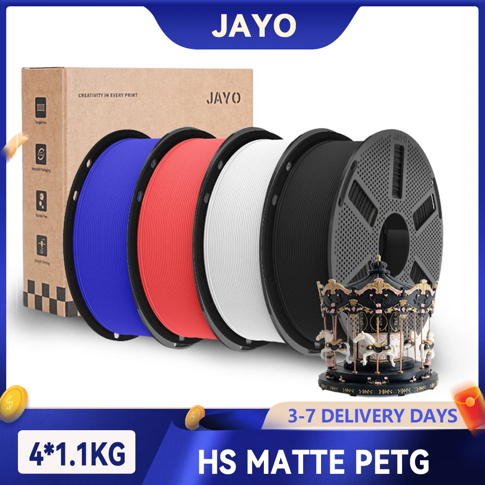 JAYO 4,4KG 3D Hochgeschwindigkeits-Matt-PETG-Filament 1,75mm 30mm/s - 600mm/s Druckbereich Hochfließendes Schnelles PETG 3D FDM Drucker-Filament