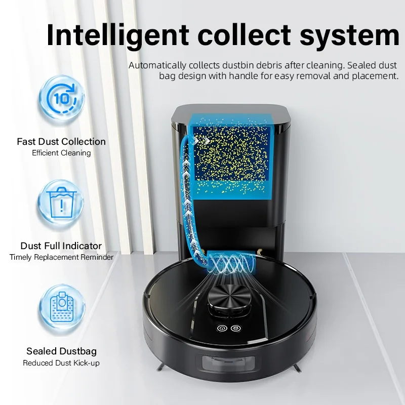 

Self-Emptying Robot Vacuum Cleaner 3500Pa Laser Navigator with Smart Mapping 90Mins Runtime Alexa for Carpet Pet Hair
