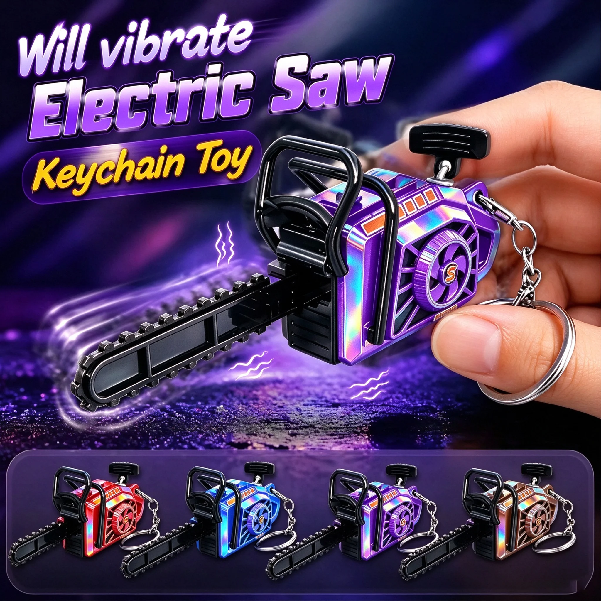 FTCY Mini Chainsaw Model Key Rings Pendant Realistic Logging Saw Key Adults Stress Relief Keychains Funny Key Gift