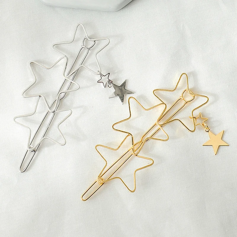 2022 Hot 1Pc Fashion Hollow Geometric Hair Clip for Women Elegant Star Circle Metal Barrette Hairpin Head Accessorie