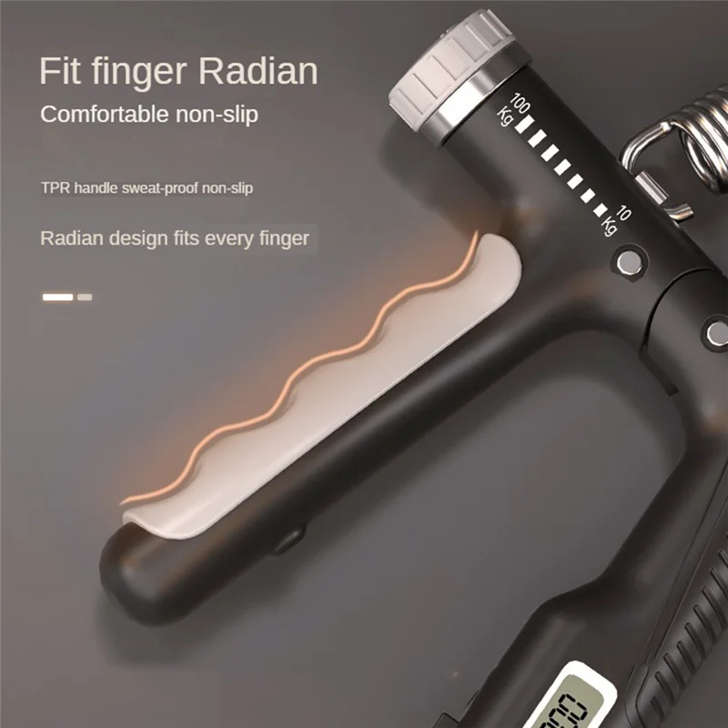 

B17CB 10-100Kg Adjustable Electronic Hand Grip Power Exercise Heavy Gripper Fitness Muscle Training Hand Strengthener-Black
