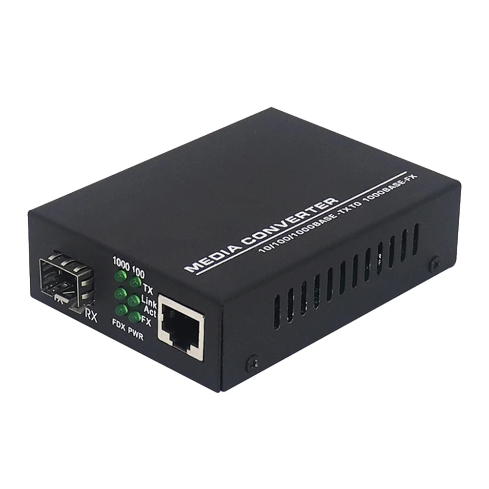 Ethernet Fiber Converter Media Gigabit to Compatible Optic with Poe Black Modem