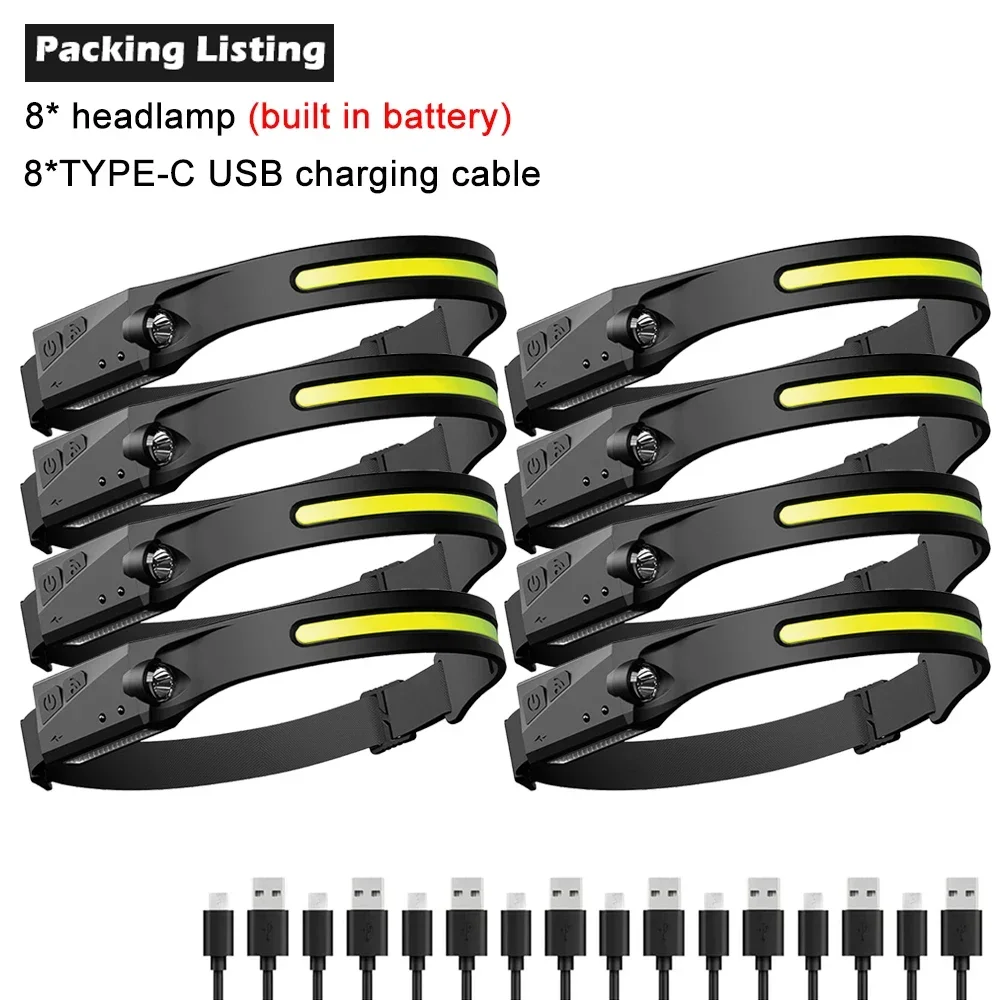 KDULIT 1-10PCS LED Sensor Scheinwerfer Eingebaute Batterie USB Aufladbare Kopf Taschenlampe Scheinwerfer Kopf Taschenlampe Camping Angeln Suche licht 4
