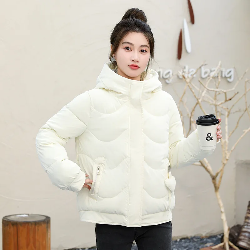 2024 Women Jacket Parka Down Cotton Padded Coat Autumn Winter Slim Short Hooded Warm Thicken Jackets Women\'s Outerwear Clothing