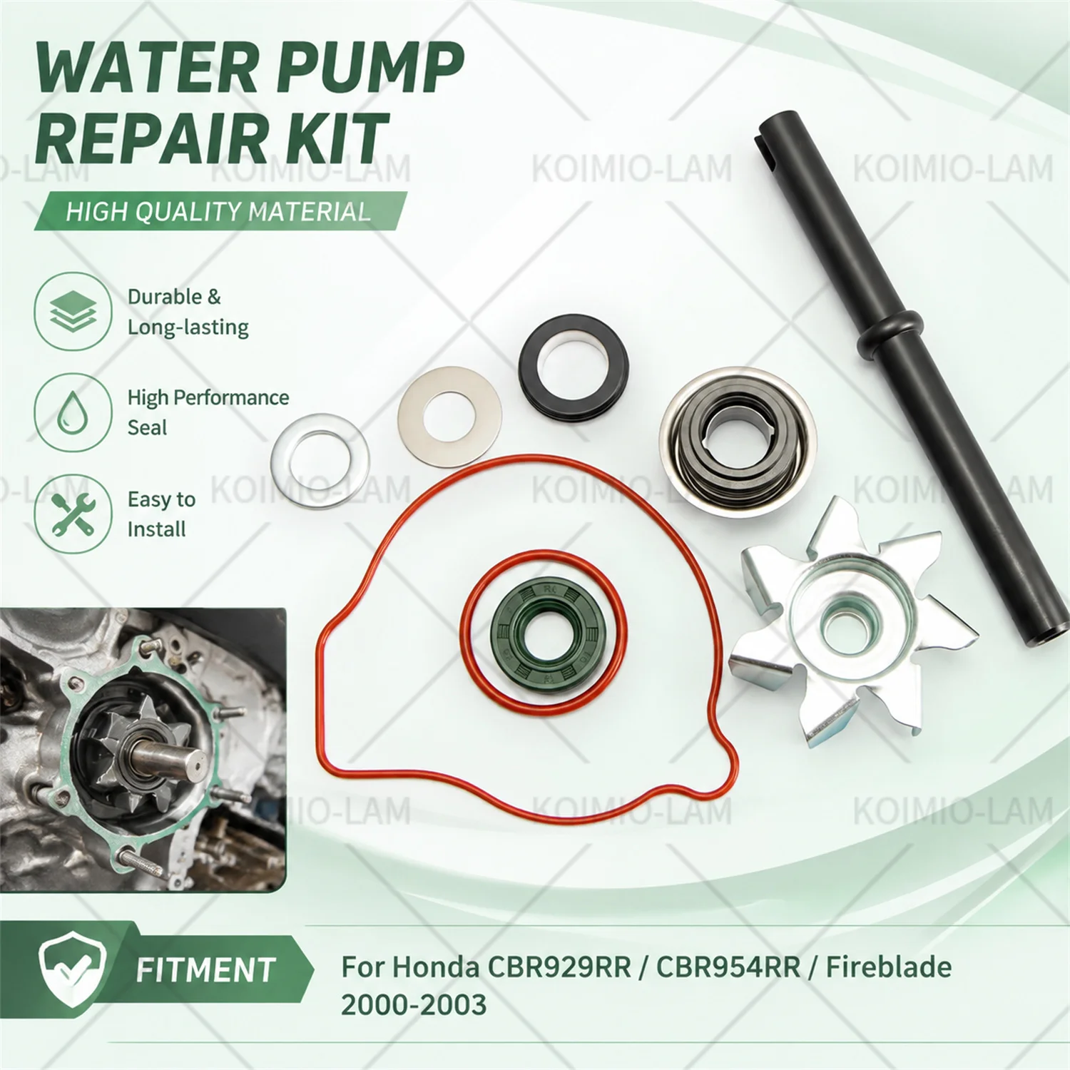 Passend für 2000 - 2003 Honda CBR900RR CBR929RR CBR954RR FIREBLADE Motorrad Wasserpumpen-Dichtungssatz CBR 900 929 954 RR 2001 2002 – Detail 1
