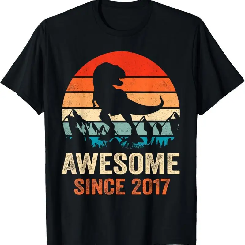 

Футболка с динозавром на 6-летие для мальчиков и девочек Awesome с 2017 года
