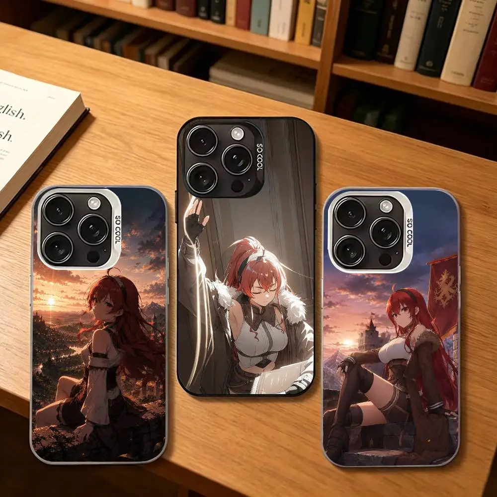 Funda plateada para teléfono con diseño de Eris de Isekai Anime N-Mushoku Tensei para iPhone 17, 16, 15, 14, 13, 12, 11 Plus, Pro Max, XS
