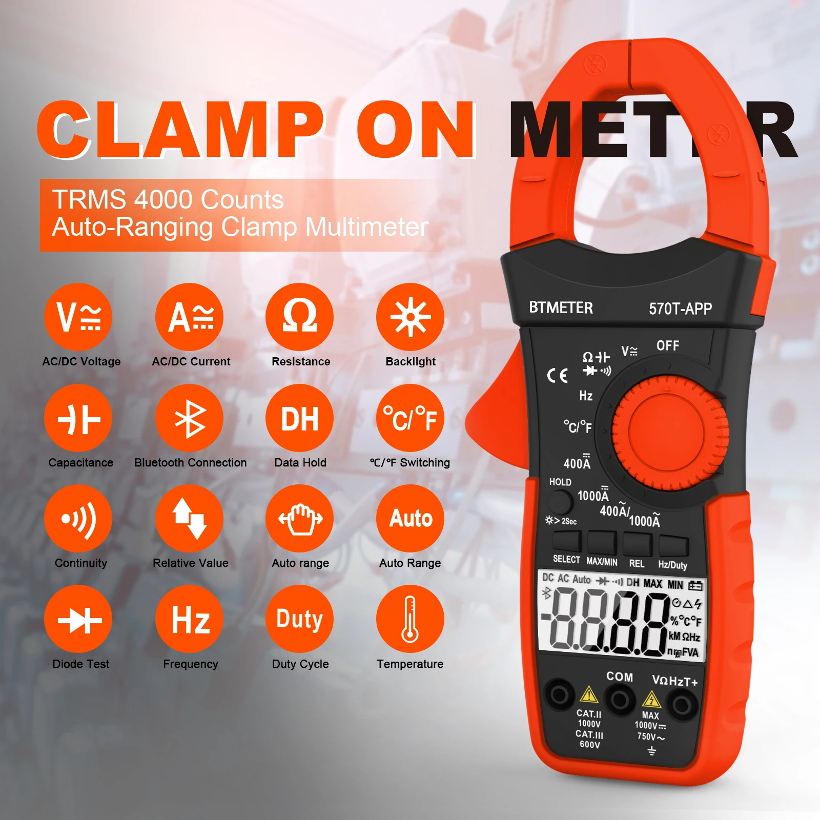 

Clearance Sale Clamp Digital Multimeter, 4000 Counter Ammeter, For AC/DC Current Voltage, Resistance Cap Frequency Measurement