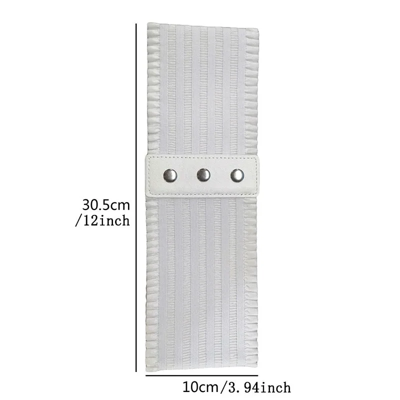 حزام معطف عملي من جلد البولي يوريثان للسيدات بتصميم Cummerbund للنساء باللون الأسود والأبيض بتصميم جديد للنساء مرن واسع