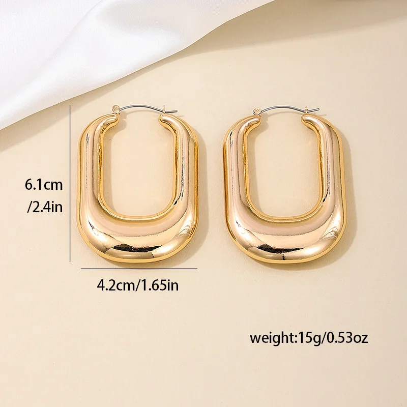 2024 New Big Retangular Chunky Plastic CCB Stud Earrings for Women