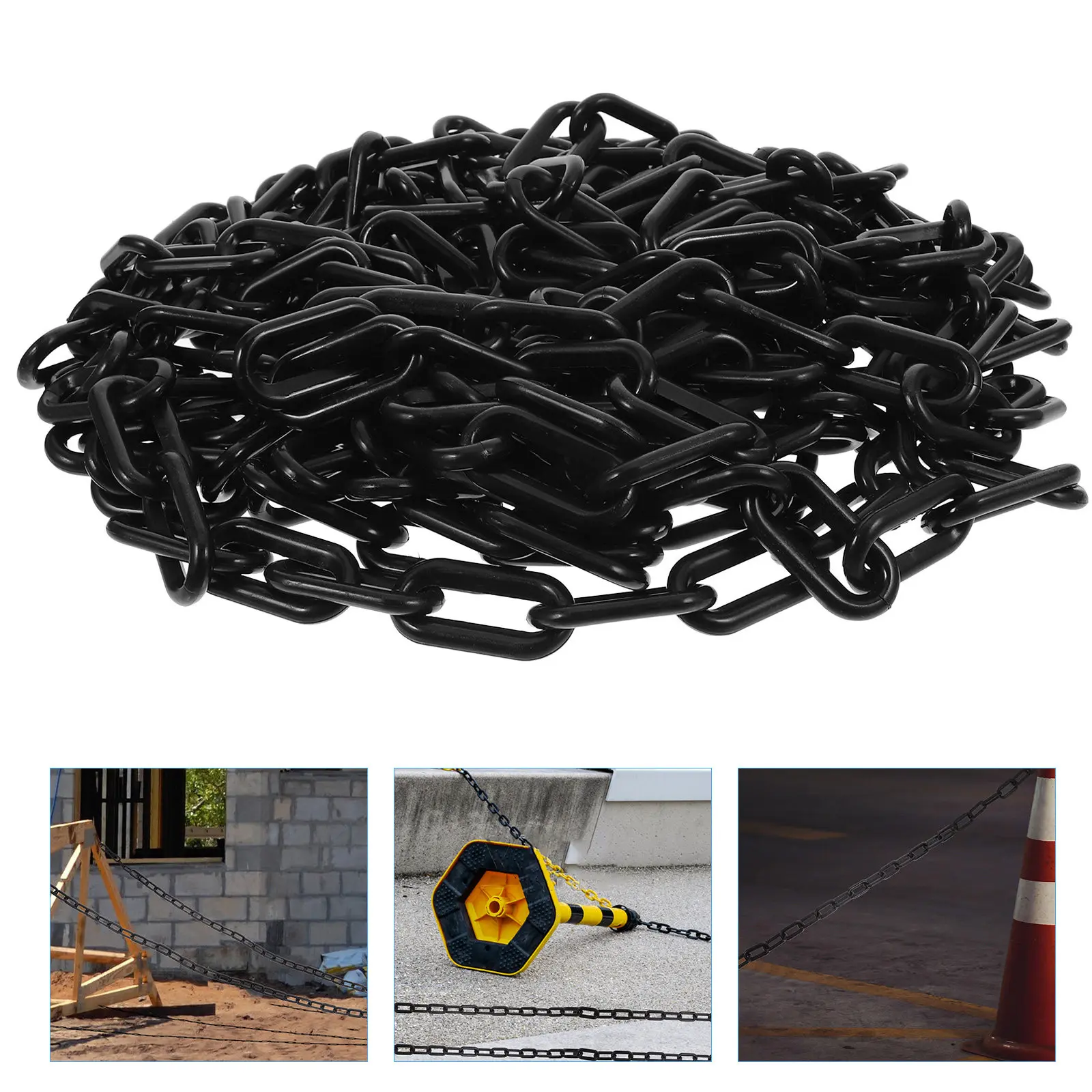 Versatile Plastic Safety Chain 10M Heavy-Duty Crowd Control Barrier Link with High-Visibility Design for Traffic Control Parking