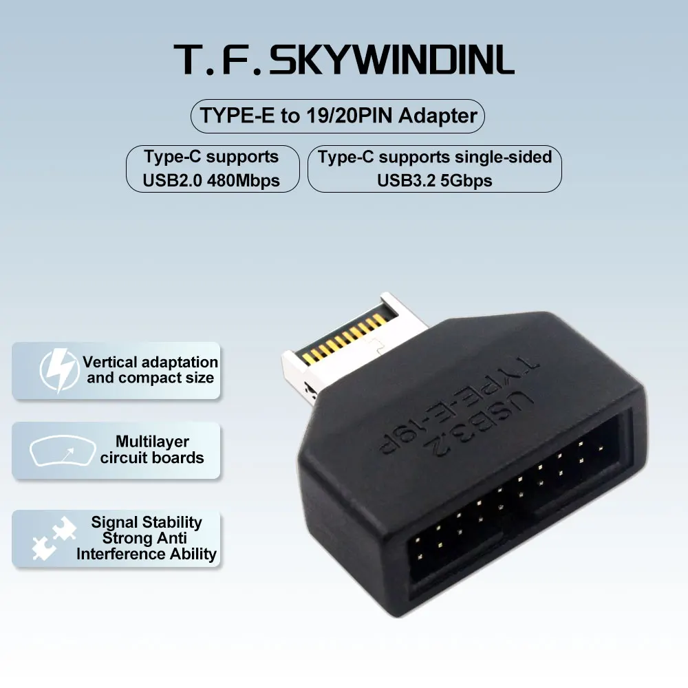 

Type-E to 19/20-pin Motherboard Adapter USB 3.1 Gen2 Front Panel Adapter Plug & Play for PC/Server/Industrial