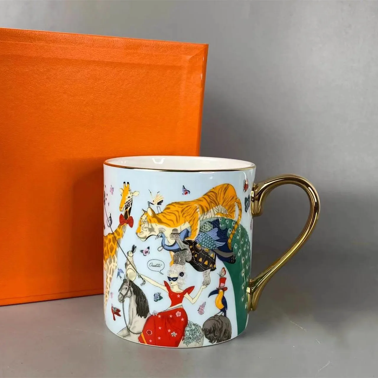 New Bone China Coffee Cup Mug Circus Mugs High-end Household Water Cups Breakfast Cups Light Luxury Gift Cups For Best Friends