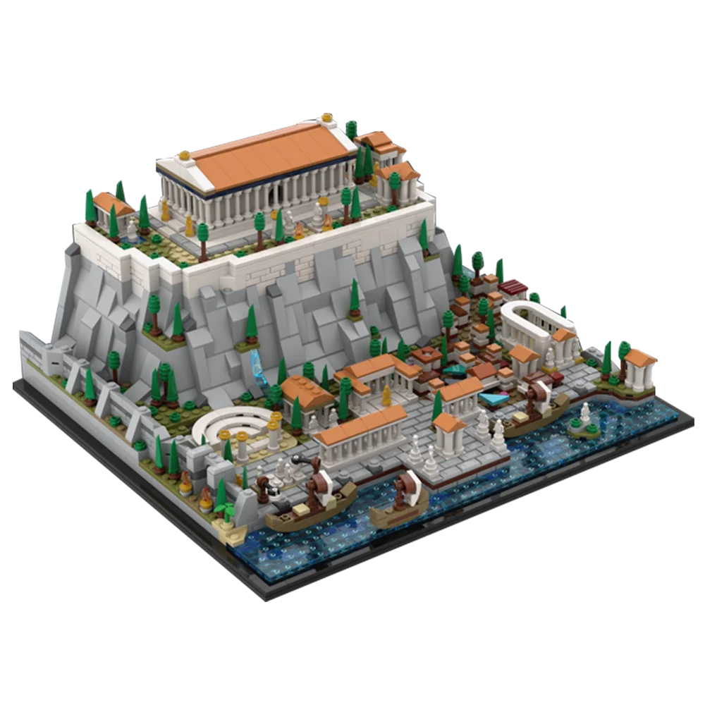 Gobricks MOC Greece Acropolis of Athens Parthenon Amphitheatre Building Block Modular Castle Tower Architecture Brick Model Toy