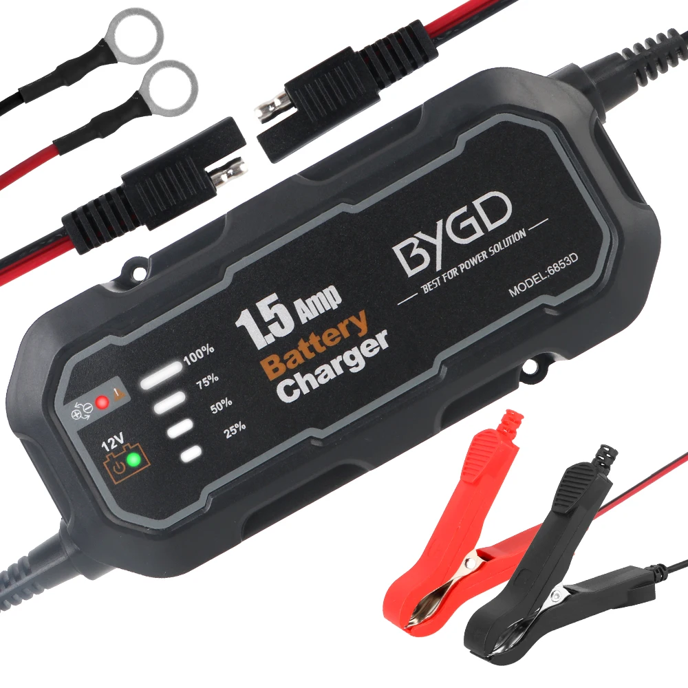 

12 В 1500 мА со светодиодной подсветкой, автоматическое умное зарядное устройство для мотоцикла, обслуживающее устройство для автомобиля/фургона/квадроцикла/лодки, автоматическое зарядное устройство для аккумулятора