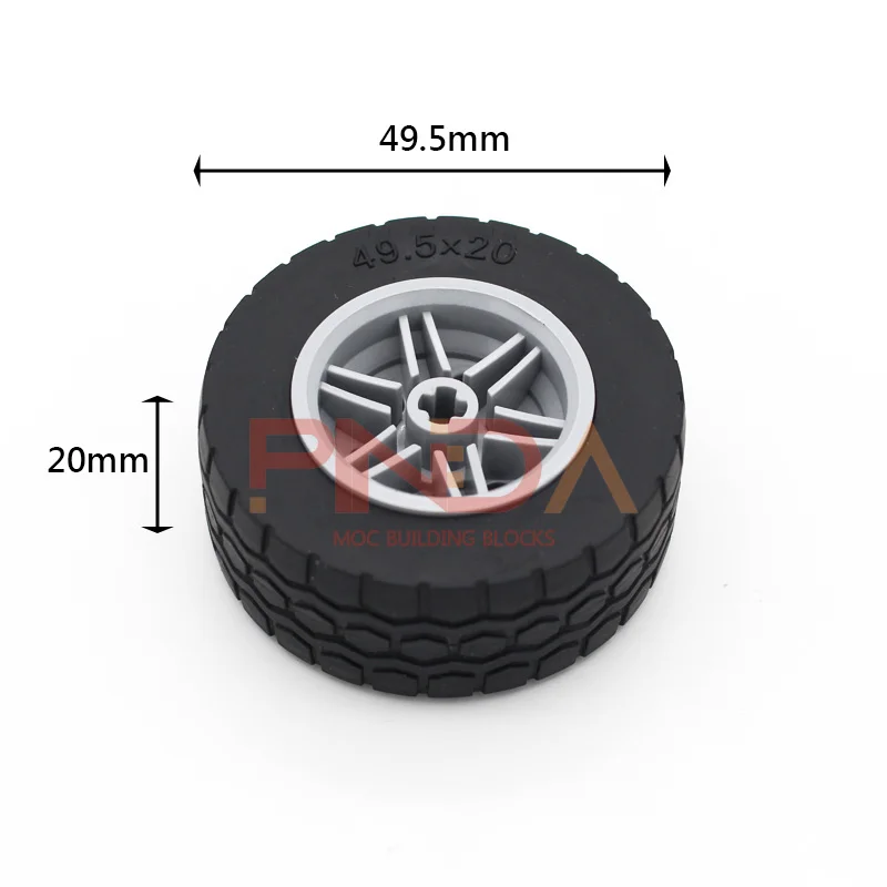 Blocks Technology Parts 56145+15413 49.5x20mm Tire Wheel Educational Toys Car Bulk Compatible All Brands Mechanical Parts