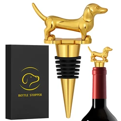 Cute Dachshund Wine Stopper Sausage Dog Metal Bottle Stoppers Champagne Saver for Wedding Celebration Gift for Friends