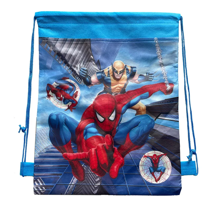 1/24pcs Marvel Red Spider Man Drawstring Backpack Party Accessories Blue Spider Man Candy Bag Gift Bag Halloween Stuffed Bag