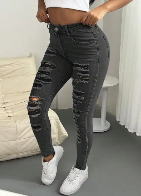 여성용 타이트 진을 위한 새로운 홀 브레이킹 패셔너블 진