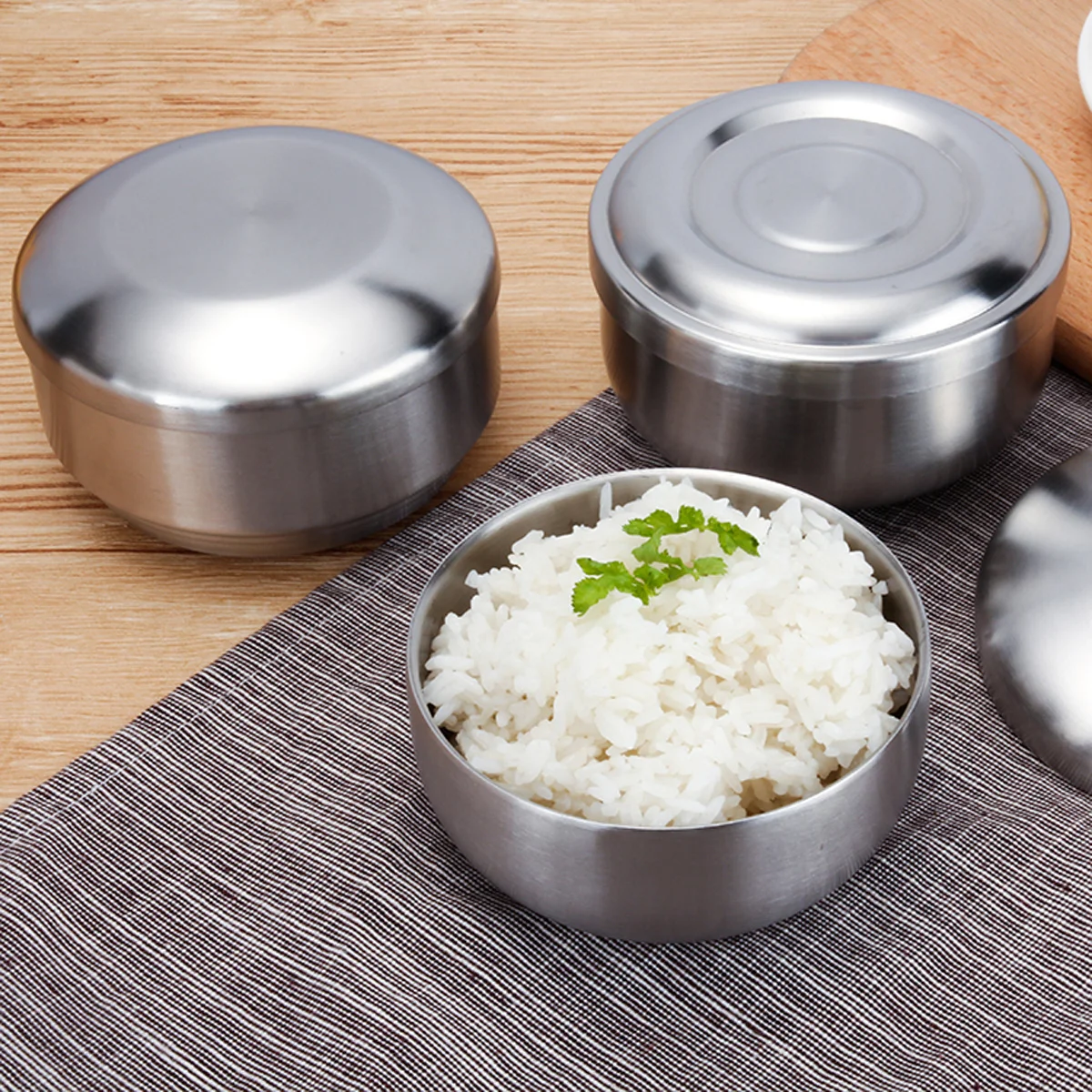 

Stainless Steel Bowl Double Wall Insulated Rice Soup Snack Bowl For Home Restaurant Kitchen Barware Use Metal Household