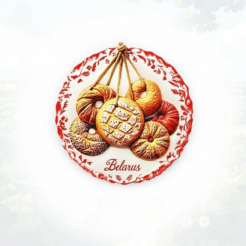 

Belarusian Bagel Fridge Magnet - 3D Traditional Bakery Souvenir Braided Bread Decor Unique Eastern European Gift