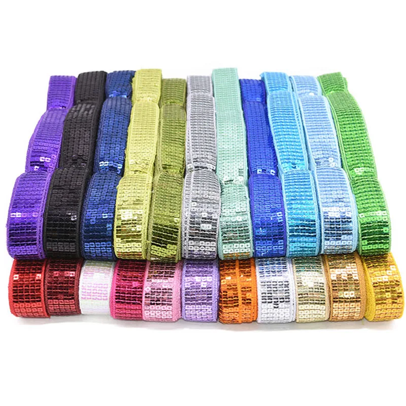 

10 Yards/lot 5 Rows Square Sequin Beading Ribbon 25mm Sequin Lace Trims for Sewing Craft Garments Headdress Wedding Decoration