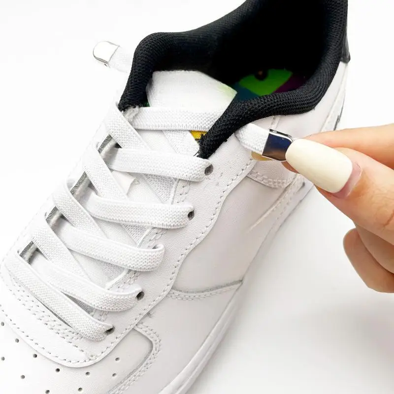 Keine Schnürsenkel, elastische Schnürsenkel für Sneaker, 6 mm flache elastische Schnürsenkel ohne Binden, für Kinder und Erwachsene, Schuhzubehör. – Detail 3