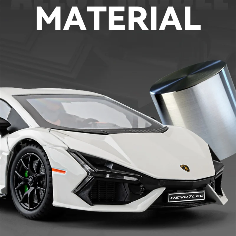 1:24 Revuelto Alloy Sports Car Model Diecast Metal Racing Car Vehicles Model Sound and Light Simulation Collection Kids Toy Gift