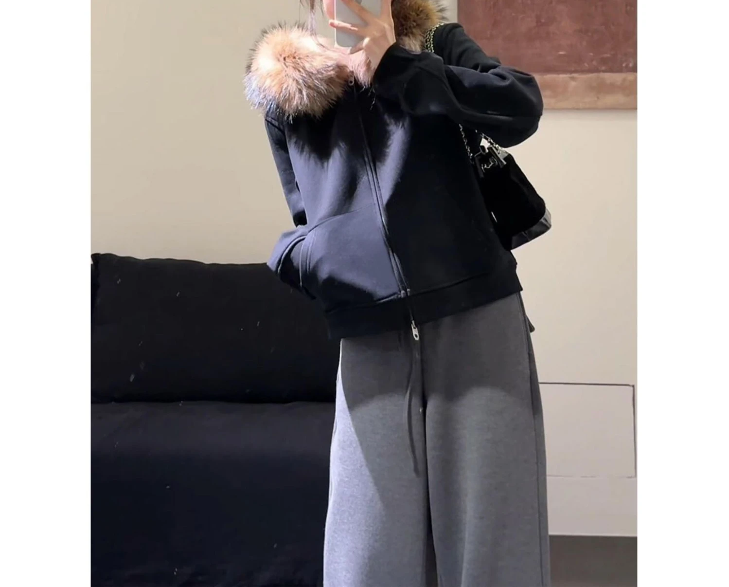 

Cotton Fur Collar Fluffy Hooded Sweatshirt for Men and Women in Autumn and Winter, Loose and Plush Thick Cardigan Jacket