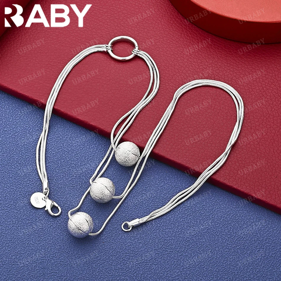 

URBABY 925 Sterling Silver 45cm Three Balls Necklace Charm Trend Birthday Gifts Fashion Party Fine Jewelry