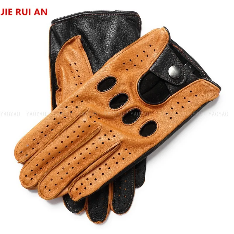 Motorcycle Riding Leather Gloves for Men, Breathable Goat Leather, Bike Gloves, 4 Seasons, 1 Pc, Drop Shipping