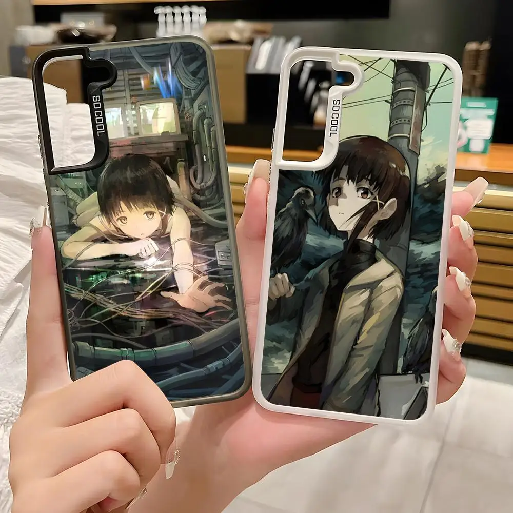 Serial Experiments L-Lain Phone Case For Samsung S25 Ultra S23 S22 S21 S20 Plus S24 Fe A55 Color Silver Cover