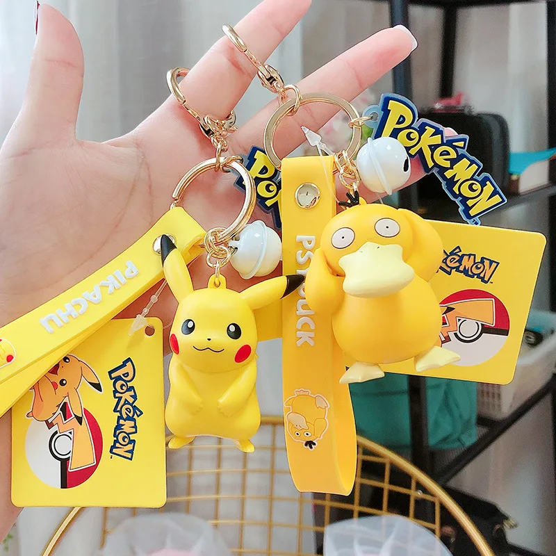 LLavero de con figuras de Pokémon Pikachu, llavero de dibujos animados de Charmander, Psyduck, bolso de moda, accesorios colgantes, juguete, regalo