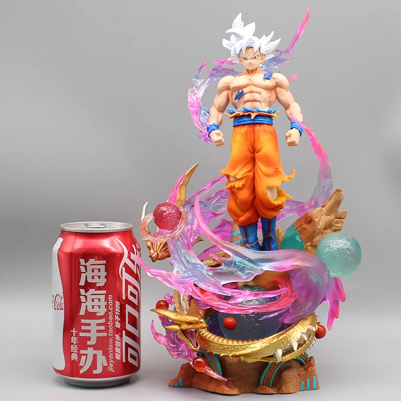 Anime Dragon Ball Figures GK White Hair Son Goku Action Figures with Light Migatte No Gokui 28cm PVC Model Collection Toys Gifts