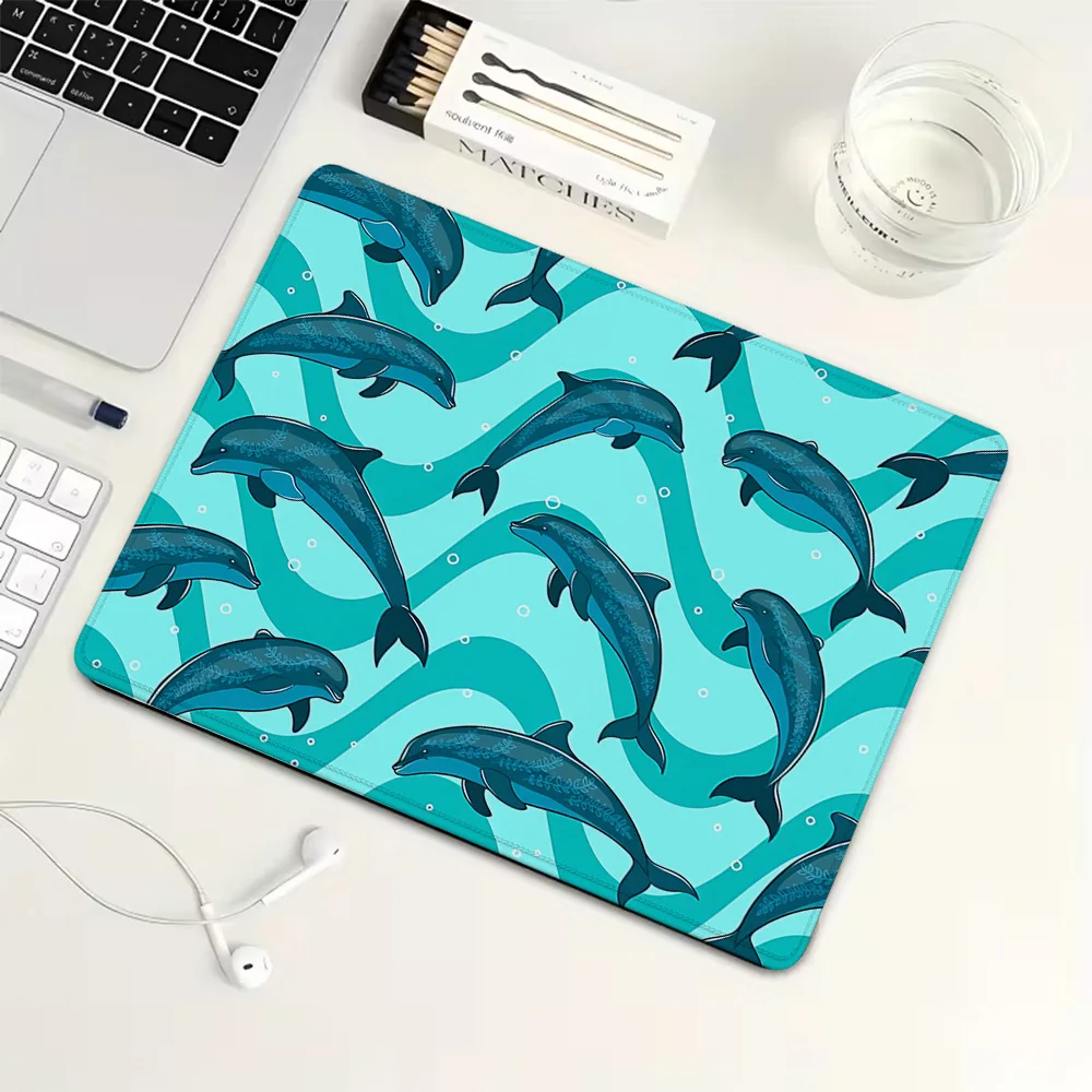 

Маленький коврик для мыши Blue Dolphin Ocean, резиновый игровой коврик для мыши, коврик для механической клавиатуры, аксессуары для ПК, коврик для компьютерного стола