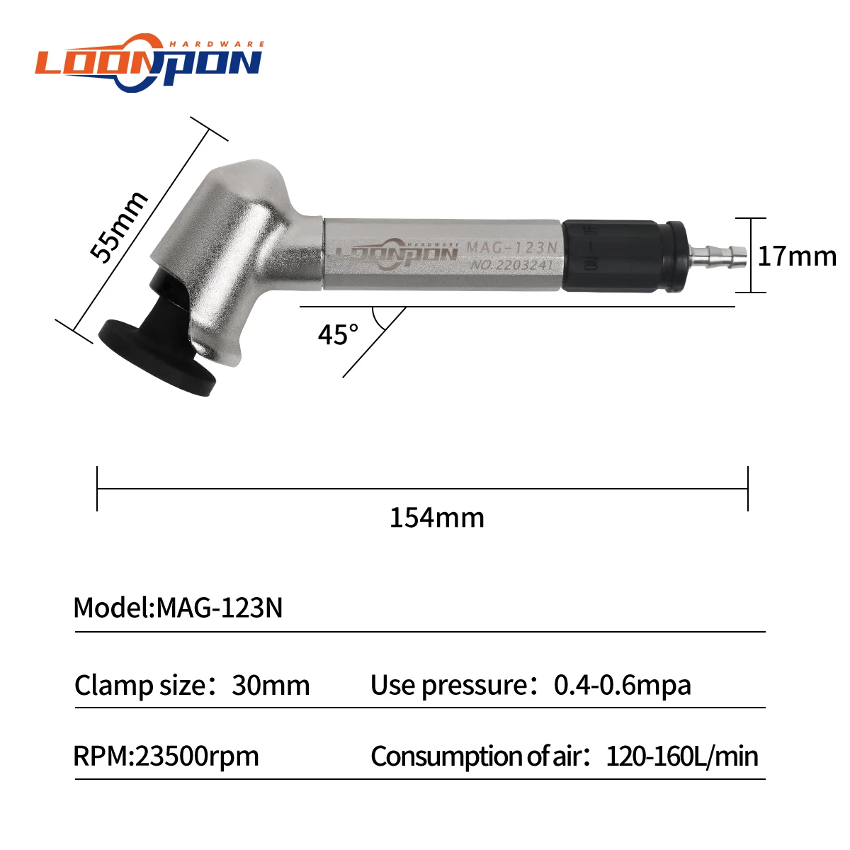 Loonpon MAG-123N Air Die Grinder Pneumatic Die Grinder Grinding Polishing Machine Mill Engraving Tool for Pneumatic Tools