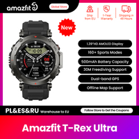 New Amazfit T-Rex Ultra 47mm Smart Watch Rugged Outdoor Military-grade Dual-band GPS 162 Sports Modes Smartwatch For Android IOS