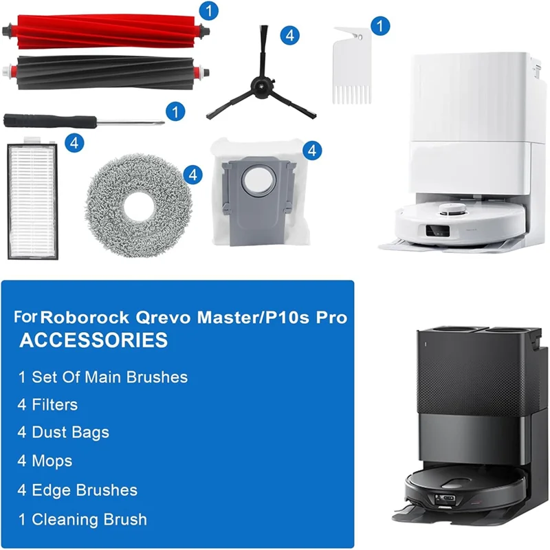 【Berserk】Pieças de reposição para Roborock Qrevo Master/Roborock P10S Pro Robô Aspirador de pó Peças Acessórios