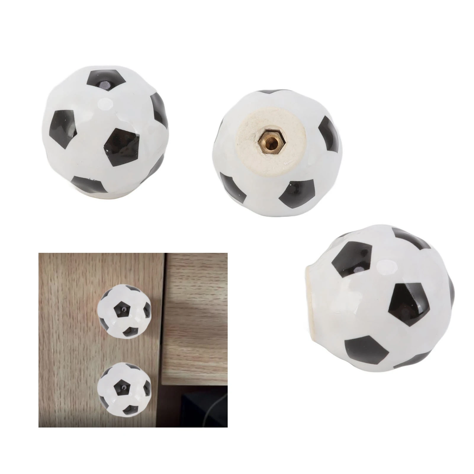 3Pcs Fußball Schrank Knöpfe Ball Sport Thema Einzigen Loch Schublade Keramik Griff Zieht für Schrank Kleiderschrank Haushalts Zubehör