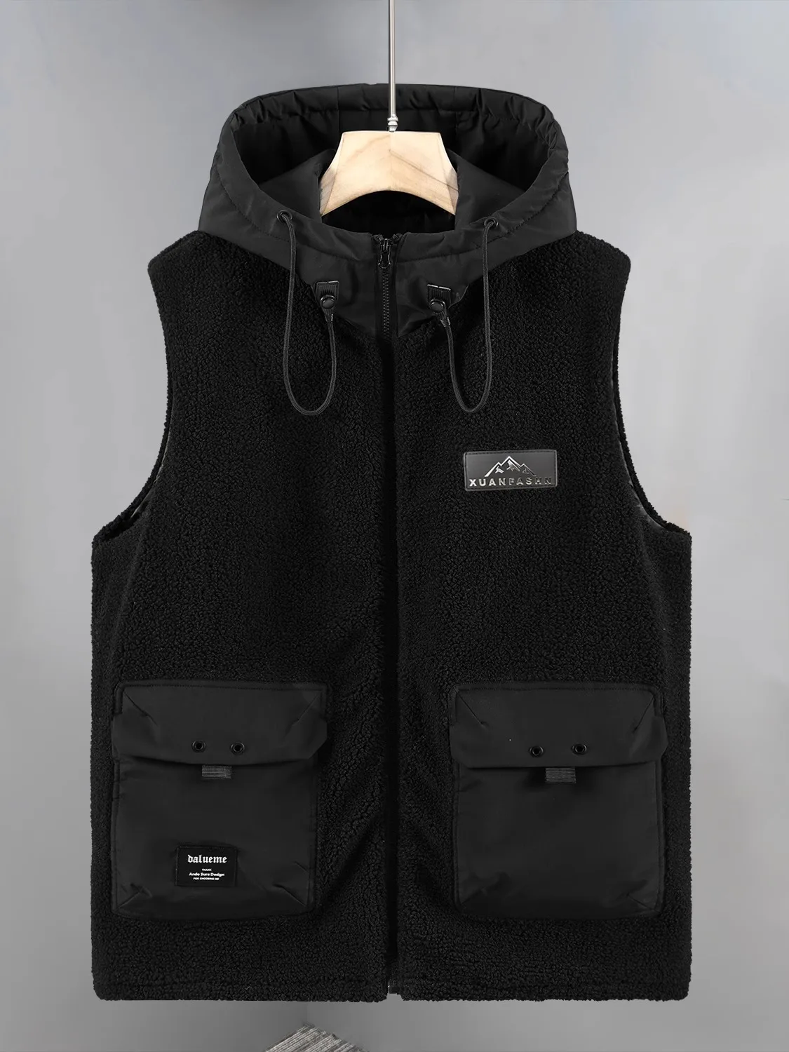 

Extra Large 300 Pou Fce Lined Hooded Vest Men's Autumn Winter Thiened plus Size Warm Cotton Jaet Thin Cotton Underwear