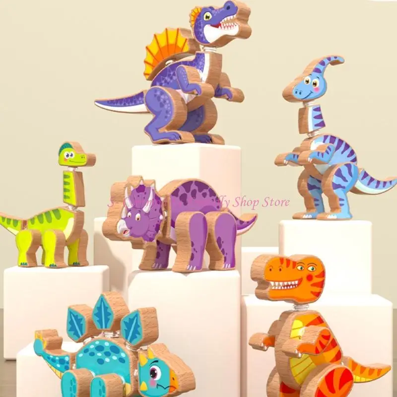 85AE Juego ensamblaje dinosaurios interactivos Regalo educativo para preescolares 5 a 8 años
