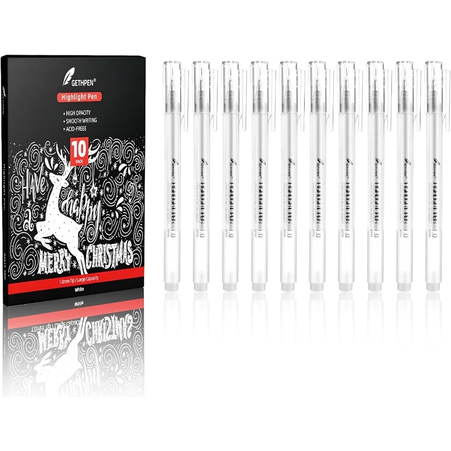 

Набор белых гелевых ручек, 10 шт., 1,0 мм, белые гелевые чернильные ручки, художественные лайнеры, ручки для рисования черной темной бумаги для рисования и эскизов